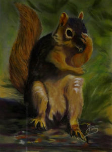 peinture pastels secs animal écureuil