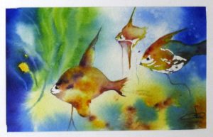 peinture aquarelle animaux poisson aquarium