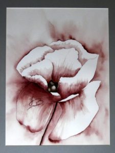 peinture aquarelle fleur rose