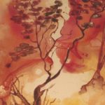 peinture yupo aquarelle abstrait paysage arbre personnage