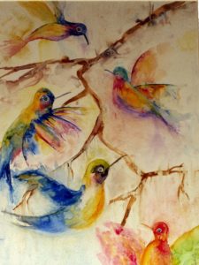 peinture aquarelle yupo animaux oiseau colibri