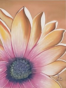 peinture, pastel sec, fleur margueriitte