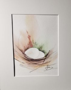 peinture aquarelle nid d'oiseau