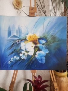 peinture huile sur toile fleur bouquet