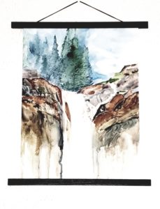 peinture yupo aquarelle paysage cascade