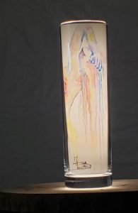 peinture yupo aquarelle femme vase décoration lampe