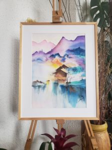 Peinture Aquarelle Esprit Asiatique Paysage