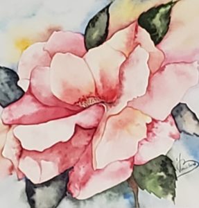 Peinture aquarelle fleur rose