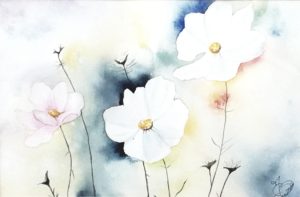 Peinture Aquarelle Fleurs Blanches