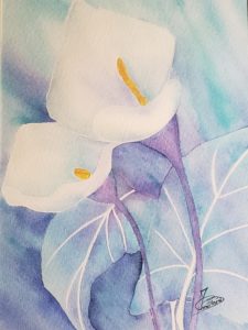 Peinture Aquarelle, Fleur, arômes revisités