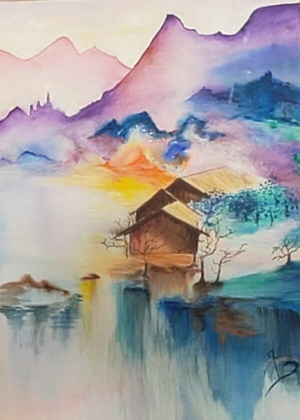 Aquarelle Pastellee- Montagnes d’Aasie-40x50cm Aquarelle Pastellee- Montagnes d'asie-40x50cm