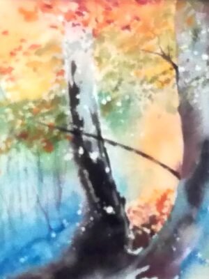 Aquarelle - Ballade en sous-bois 30x40 cm