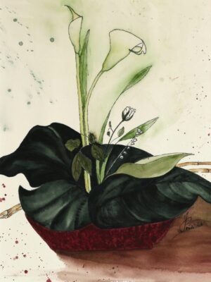 Aquarelle - Composition d'aromes de mon jardin- 40x50cm