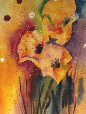 Aquarelle - Fleurs de pavot -30x40cm