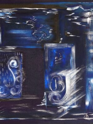 Huile Histoire de bleus 45x45cm