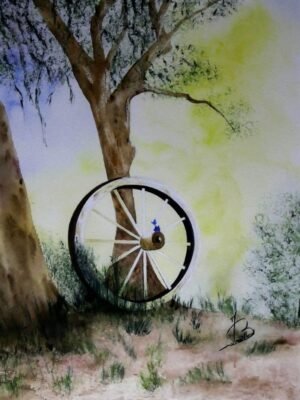 Aquarelle - La roue voilée- 40x50cm
