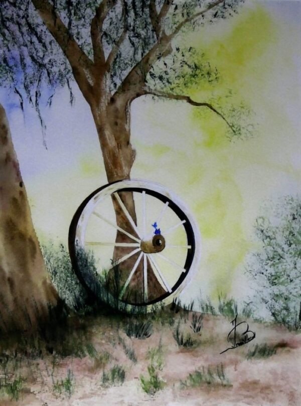 Aquarelle - La roue voilée- 40x50cm