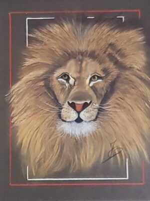 Pastels secs - Le Lion Roi des Animaux 30x40 cm