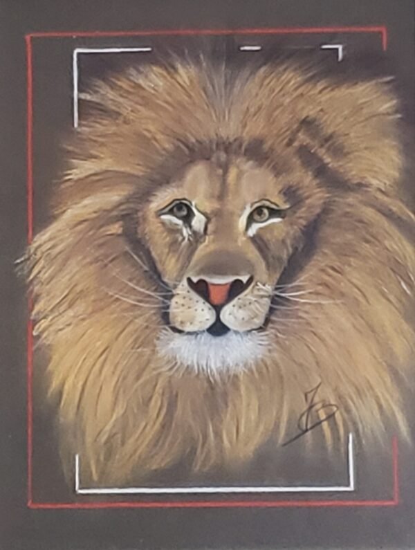 Pastels secs - Le Lion Roi des Animaux 30x40 cm