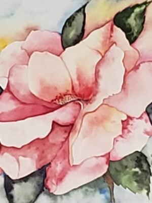 Aquarelle - Au cœur de la rose -30x30cm
