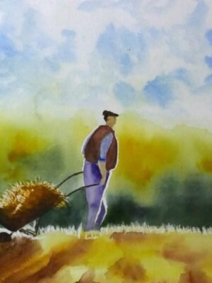 Aquarelle - Le paysan- 30x40cm