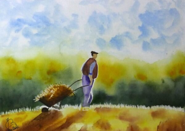 Aquarelle - Le paysan- 30x40cm