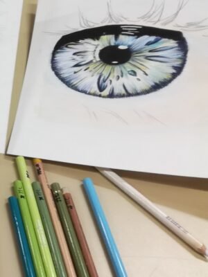 Oeuil aux Pastels secs 20x20cm