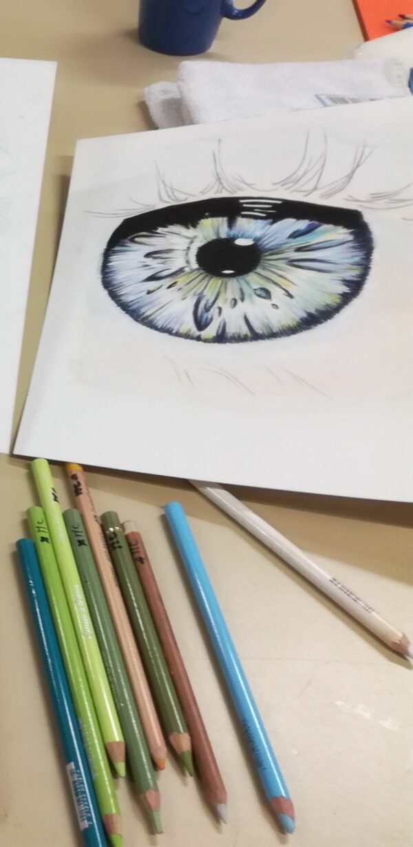 Oeuil aux Pastels secs 20x20cm