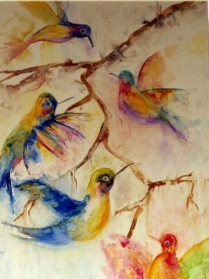Yupo aquarelle - Oiseaux-de-toutes-les-couleurs-40x50cm Yupo aquarelle - Oiseaux-de-toutes-les-couleurs-40x50cm