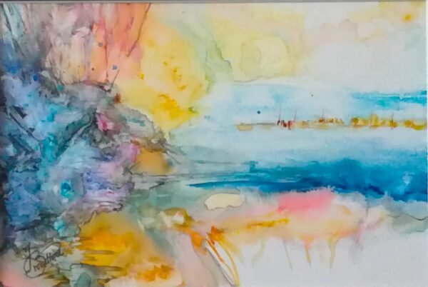 Yupo aquarelle Paysage abstrait 30x40 cm