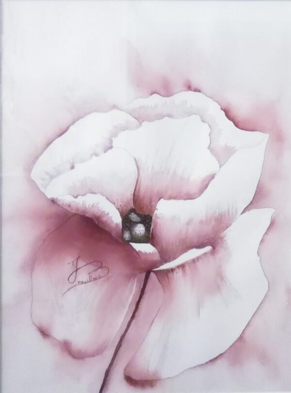 Aquarelle - Rose, dis moi si ton cœur 40x50 cm