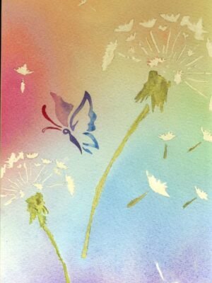 aquarelle - fleurs de pissenlit 30x40cm