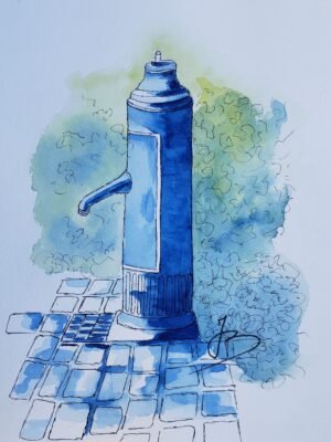 Aquarelle - la fontaine-13x18cm