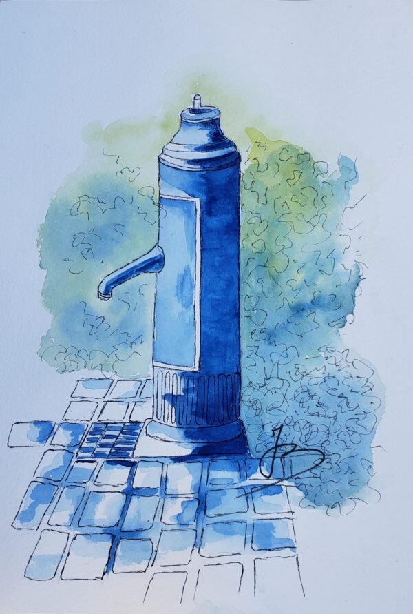 Aquarelle - la fontaine-13x18cm Aquarelle - la fontaine-13x18cm