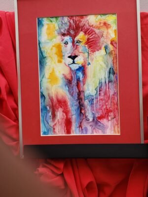 Aquarelle Yupo - lion de Lyon-30x40cm Aquarelle Yupo - lion de Lyon-30x40cm