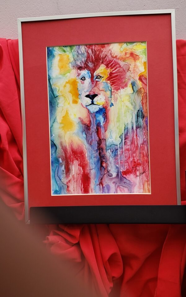 Aquarelle Yupo - lion de Lyon-30x40cm